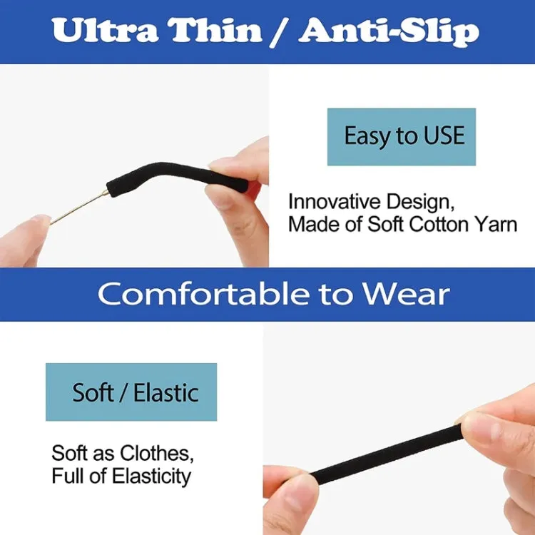 Knitted Eyeglasses Leg Cover Elastic Anti-Slip Cover Eyeglass Holder Sleeve(Black)