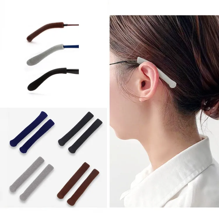 Knitted Eyeglasses Leg Cover Elastic Anti-Slip Cover Eyeglass Holder Sleeve(Black)