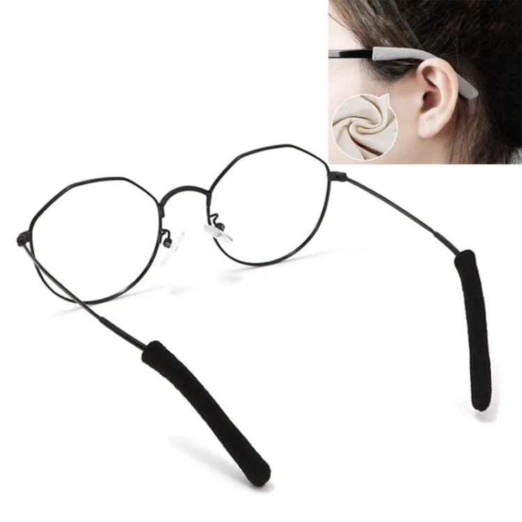 Knitted Eyeglasses Leg Cover Elastic Anti-Slip Cover Eyeglass Holder Sleeve(Black)