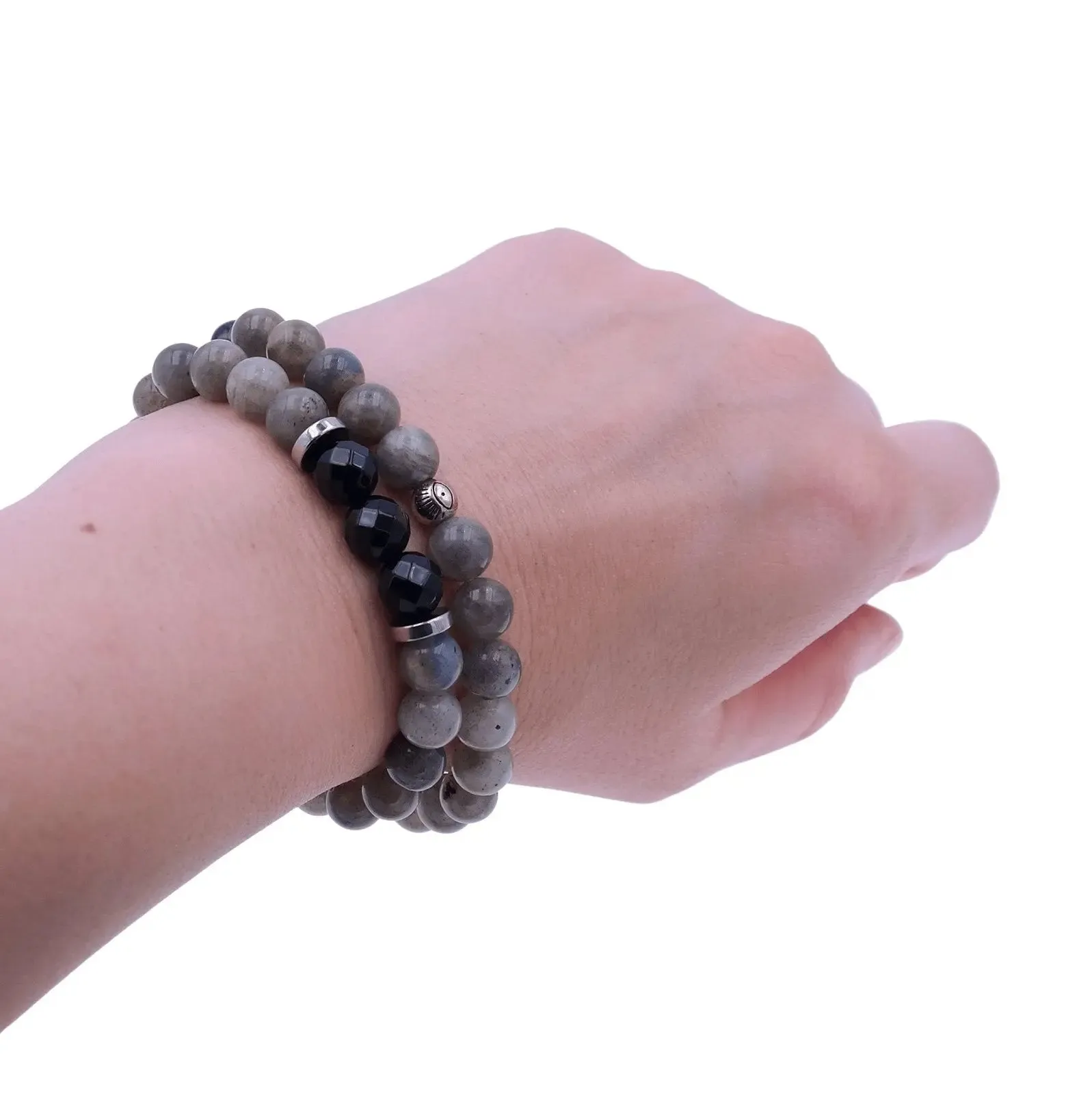 Labradorite Bracelet with Onyx - Intuition Bracelet