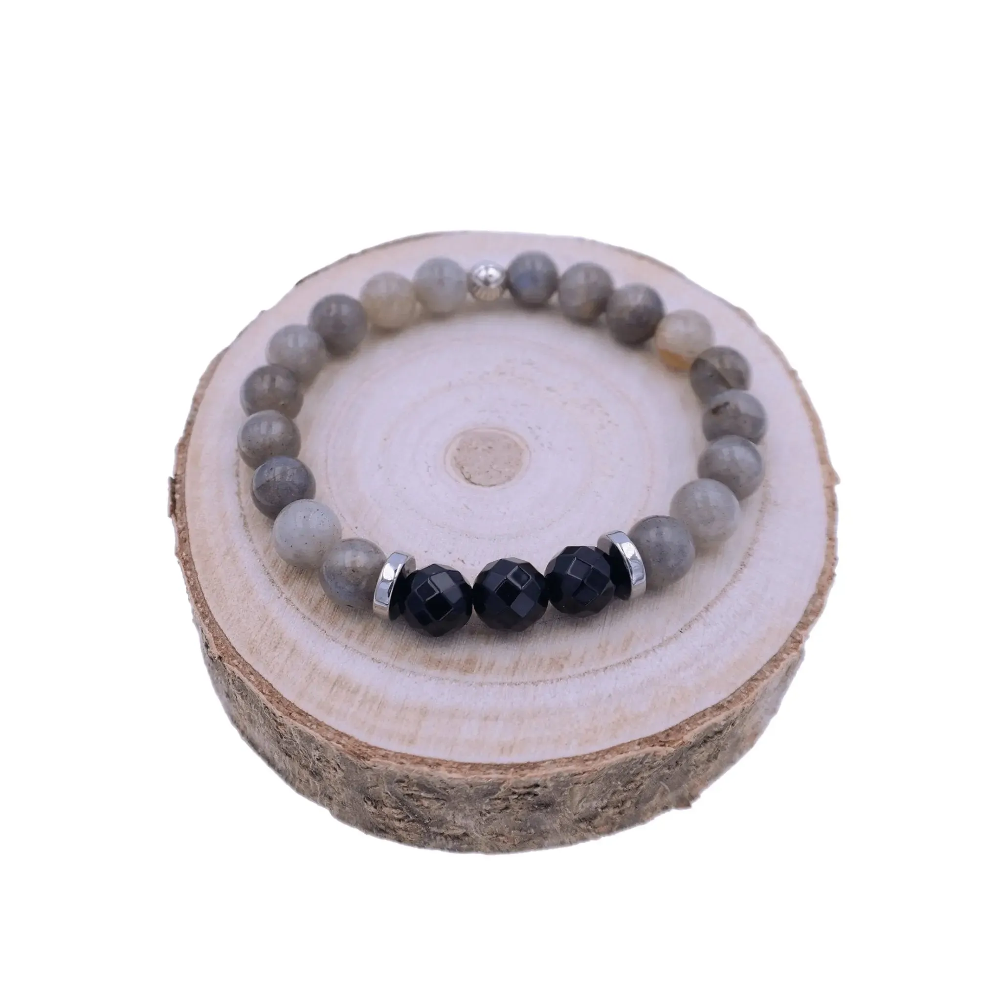 Labradorite Bracelet with Onyx - Intuition Bracelet