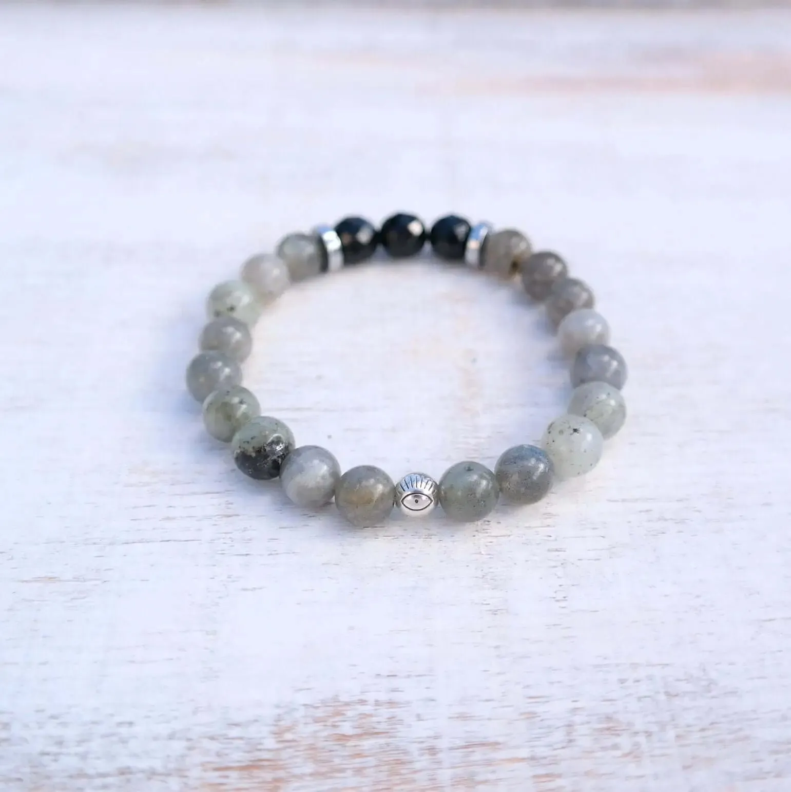 Labradorite Bracelet with Onyx - Intuition Bracelet