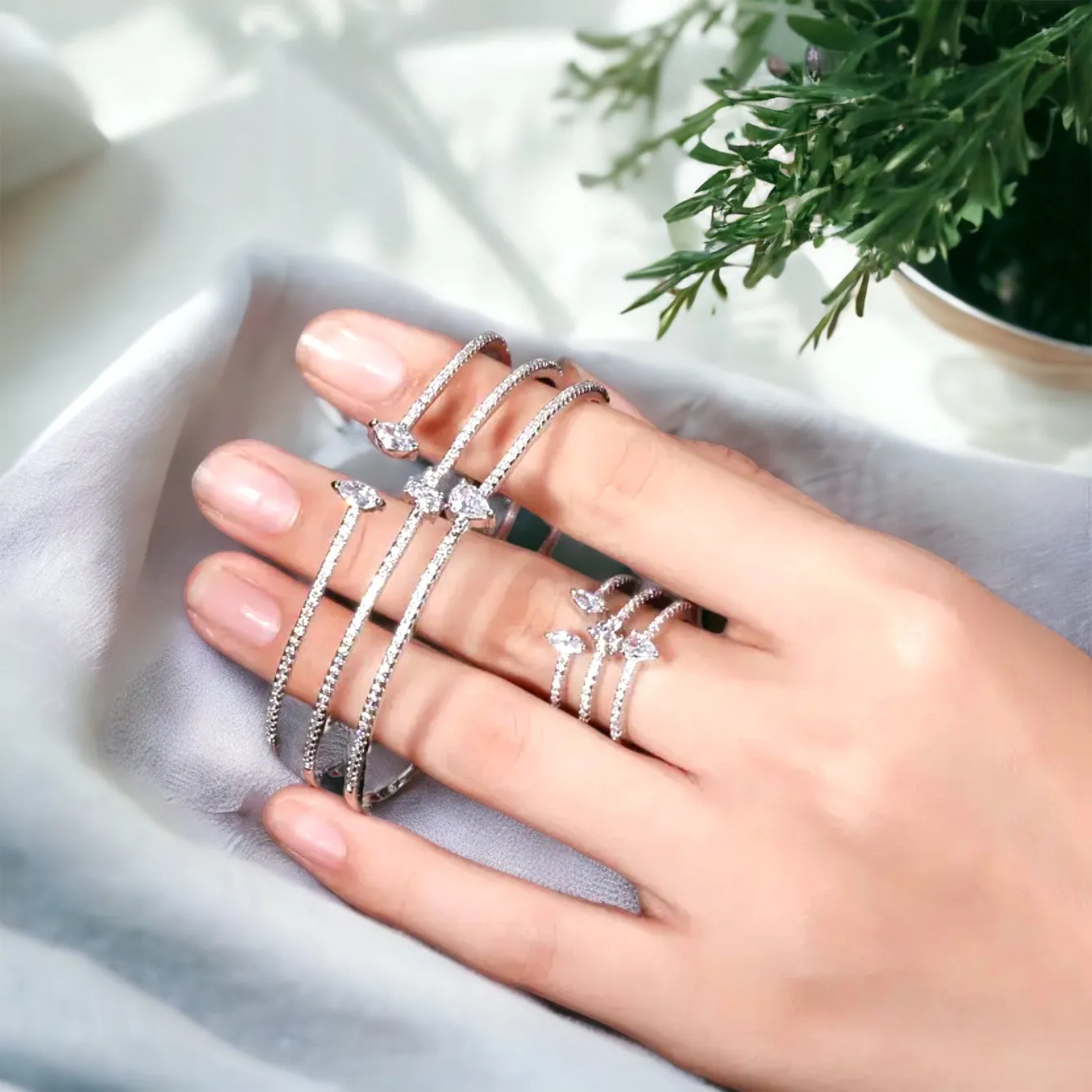 Layla- clear silver pave rhinestone jewelry set