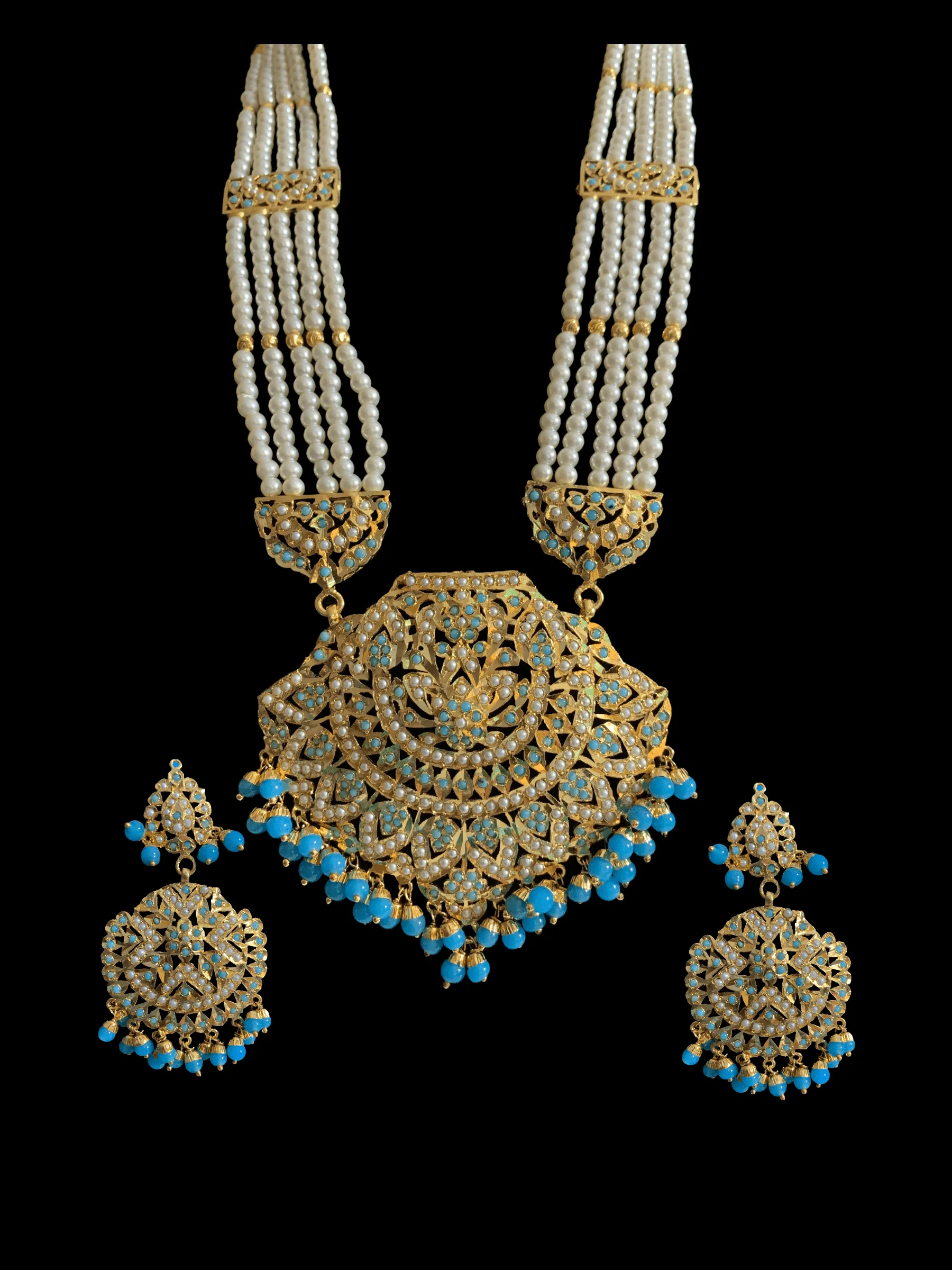 LN17 Jia Punjabi rani haar in turquoise / feroza ( SHIPS IN 2 WEEKS  )