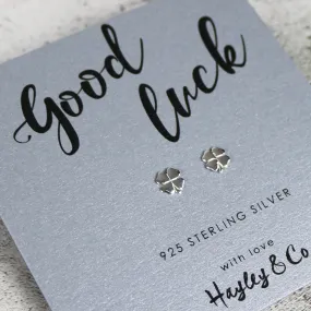 Lucky Four Leaf Clover Sterling Silver Earrings