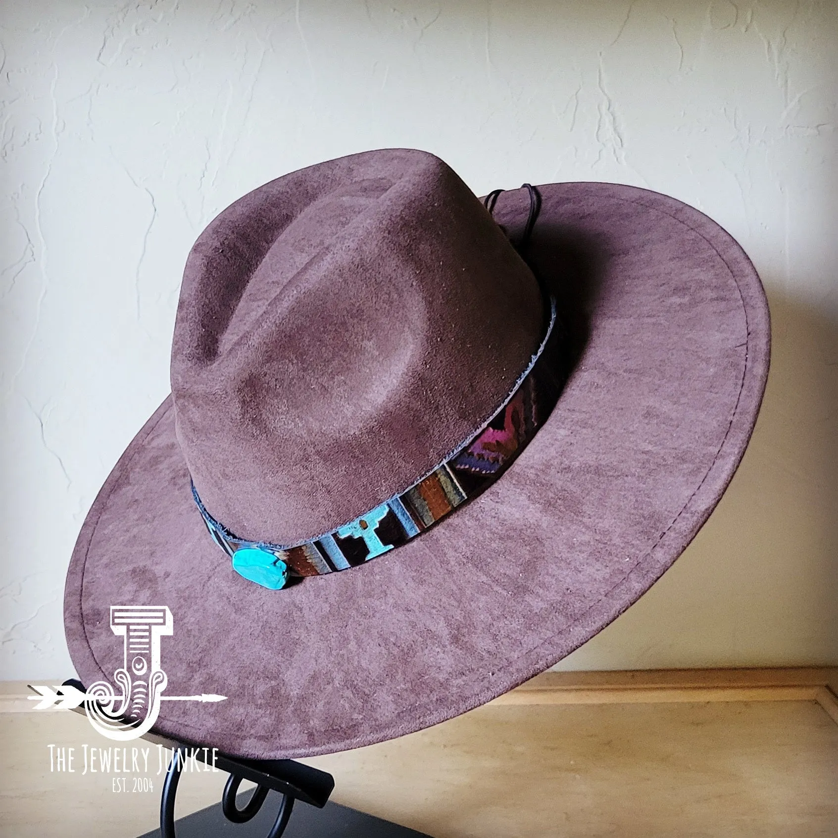 Magenta Navajo Turquoise Slab Leather Band   Choice of Boho Hat 985o