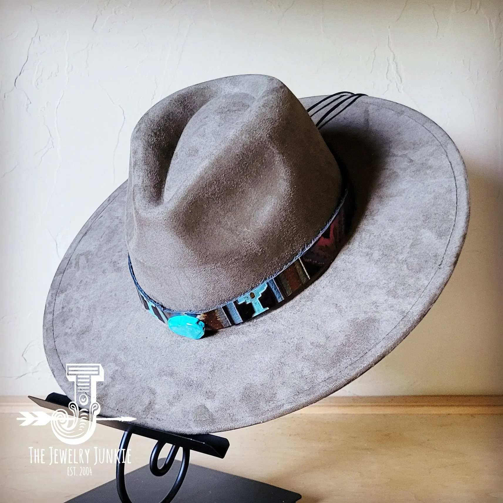 Magenta Navajo Turquoise Slab Leather Band   Choice of Boho Hat 985o
