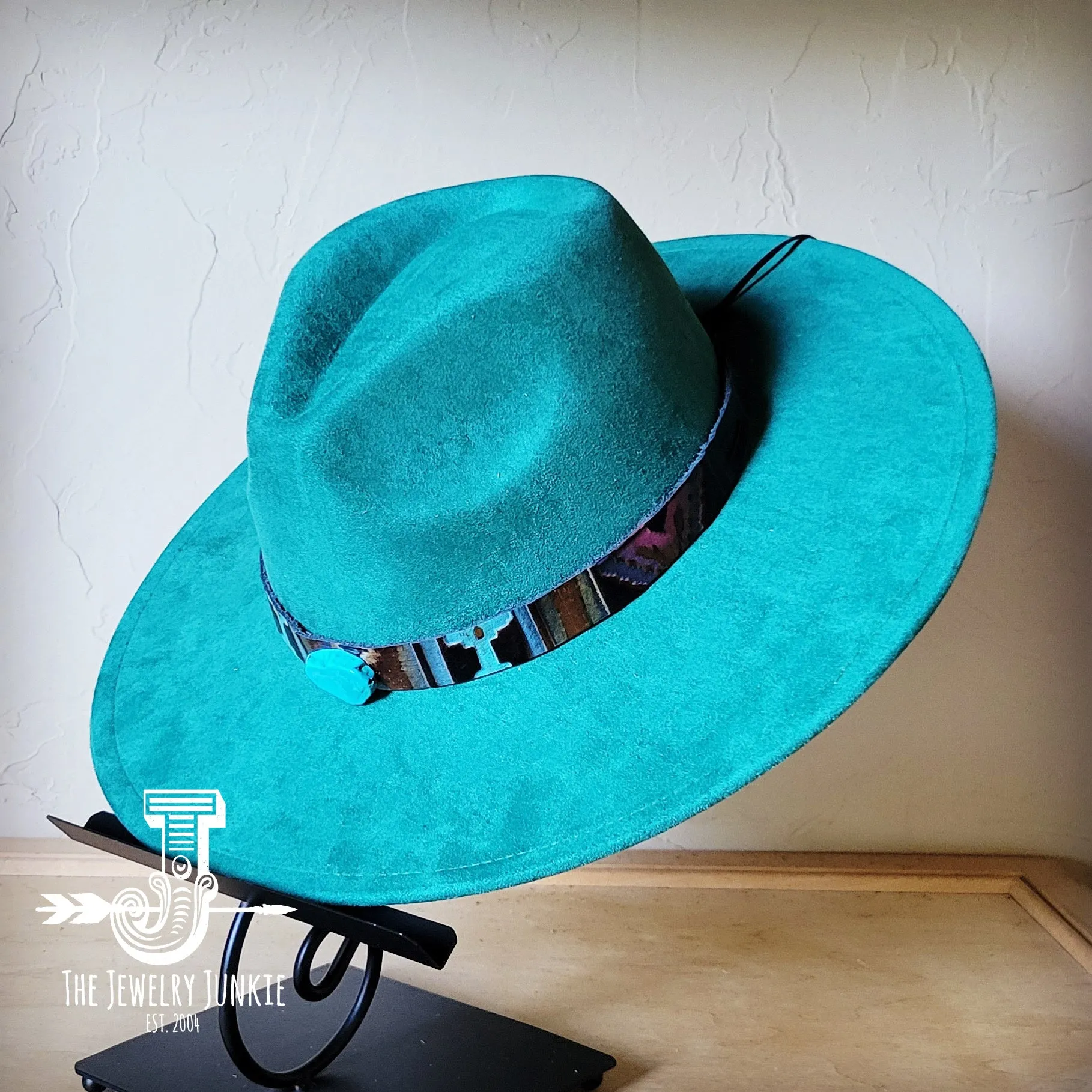 Magenta Navajo Turquoise Slab Leather Band   Choice of Boho Hat 985o