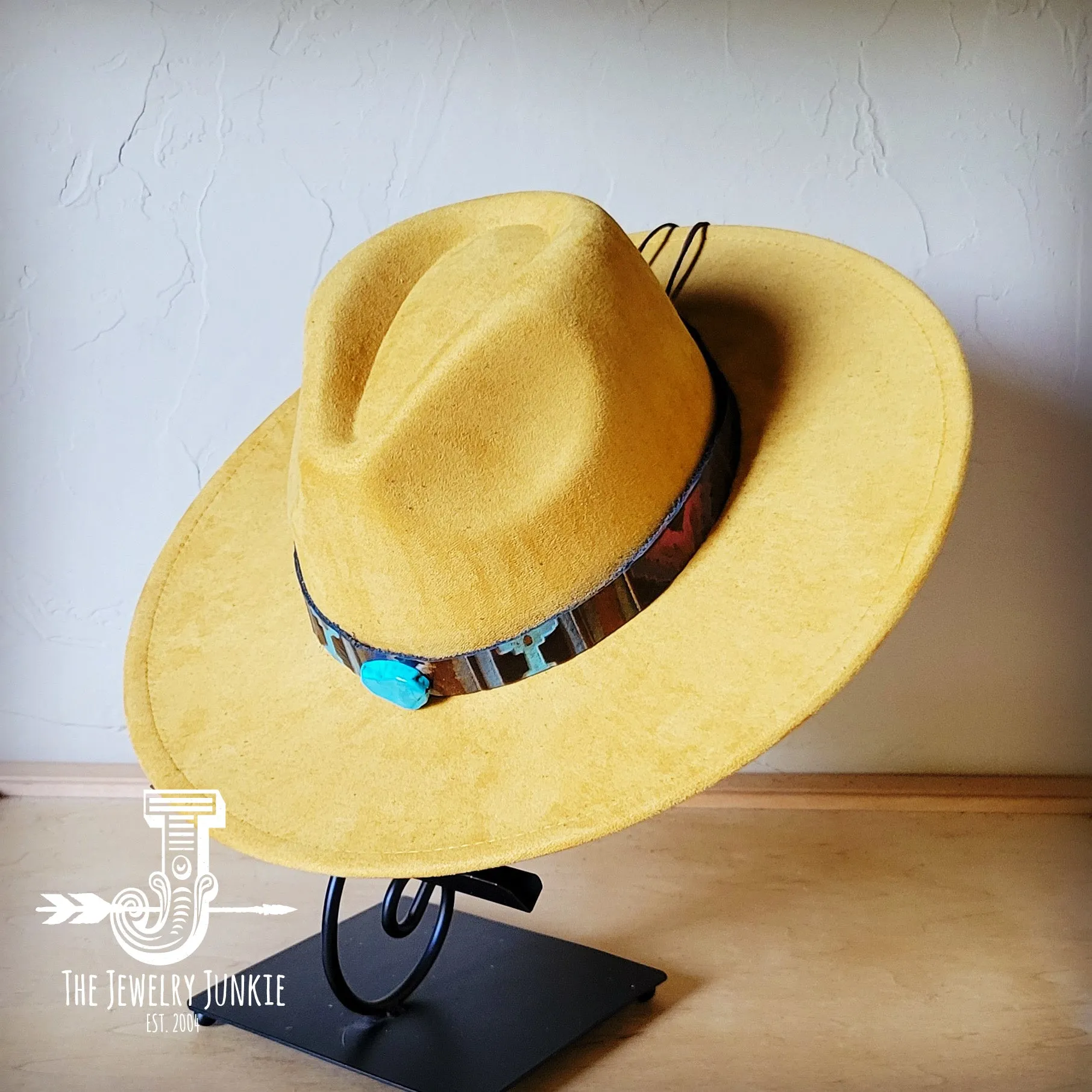 Magenta Navajo Turquoise Slab Leather Band   Choice of Boho Hat 985o