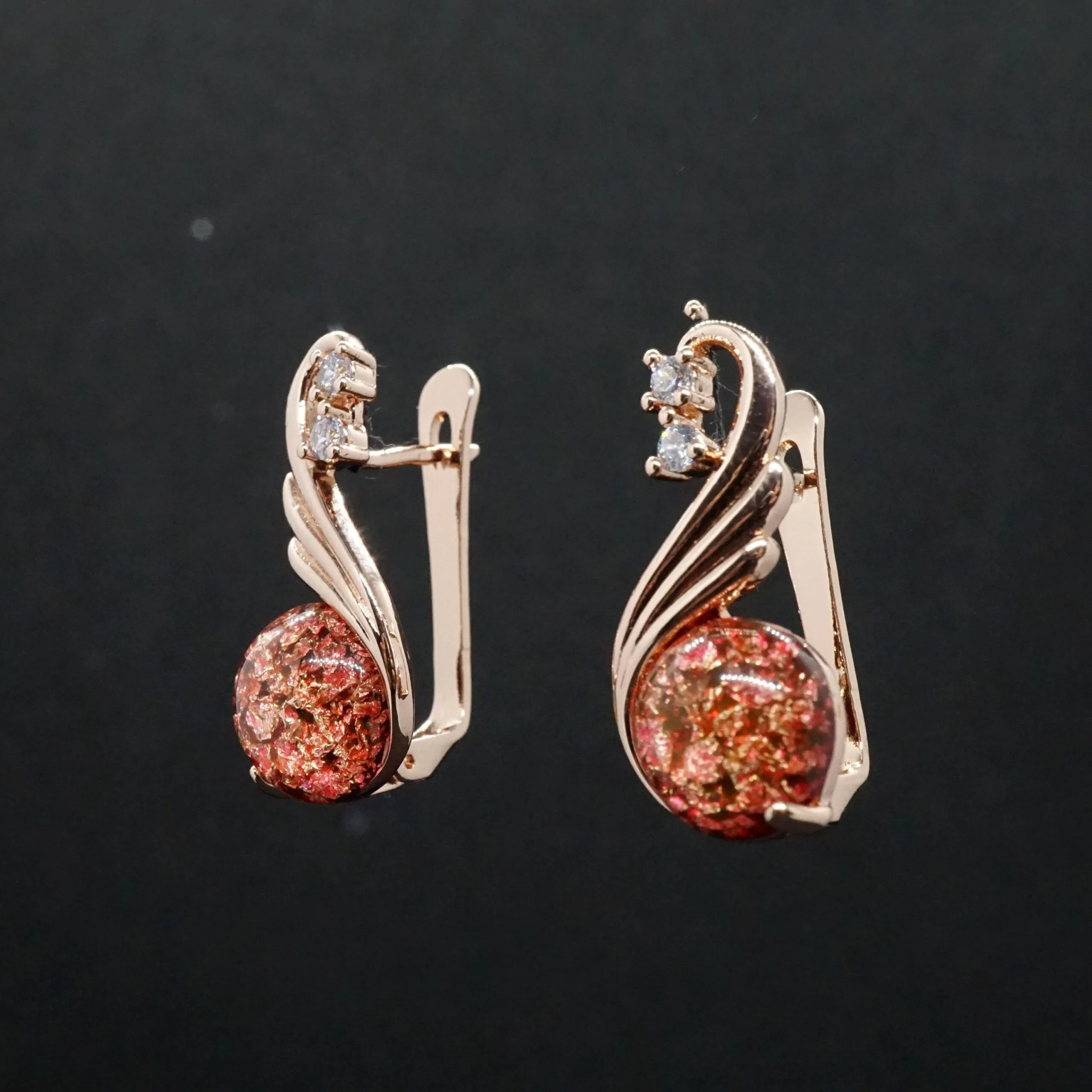 Marguerita X - Rose Gold Red,Purple or Green Drop Earrings