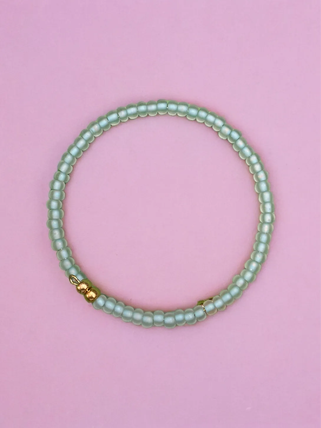 Matte Aqua and Gold Beaded Bracelet