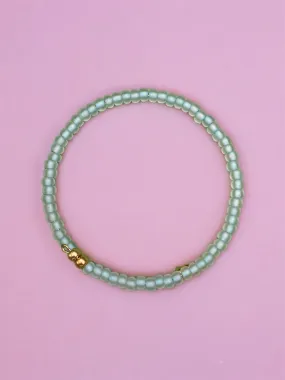 Matte Aqua and Gold Beaded Bracelet