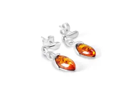 Minimal Drop Amber Earrings