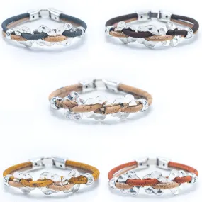 Natural Cork Wire and Flower Handmade Bracelet BR-006-MIX-5