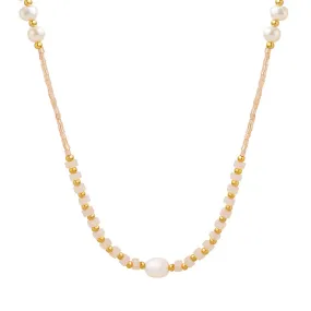 Natural Jade Glass Beads Freshwater Pearl Beaded Necklace