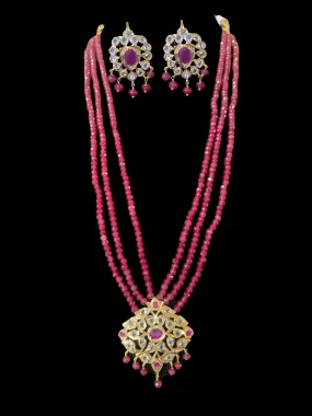 NS213 Meeraj necklace set ( red / ruby  ) ( SHIPS IN 4 WEEKS )