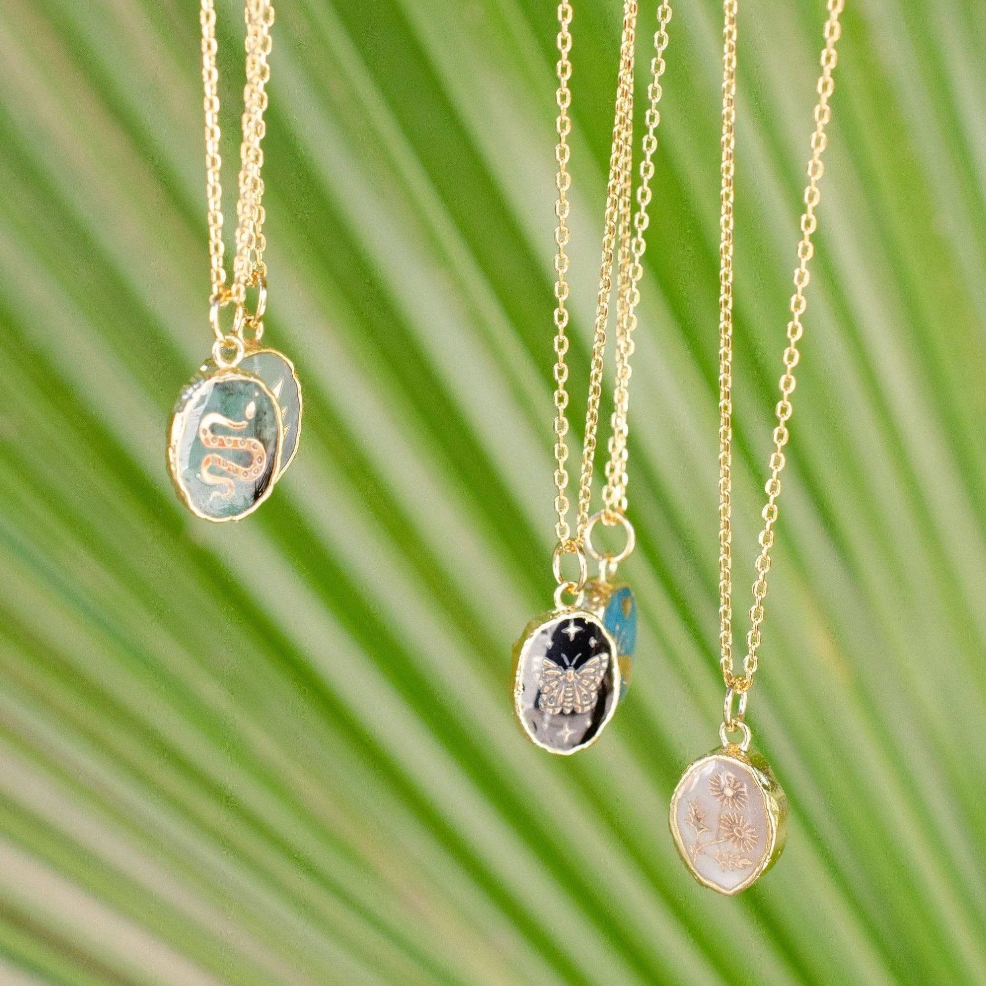 Onyx Butterfly Gemstone Symbol Necklace by Jill Makes