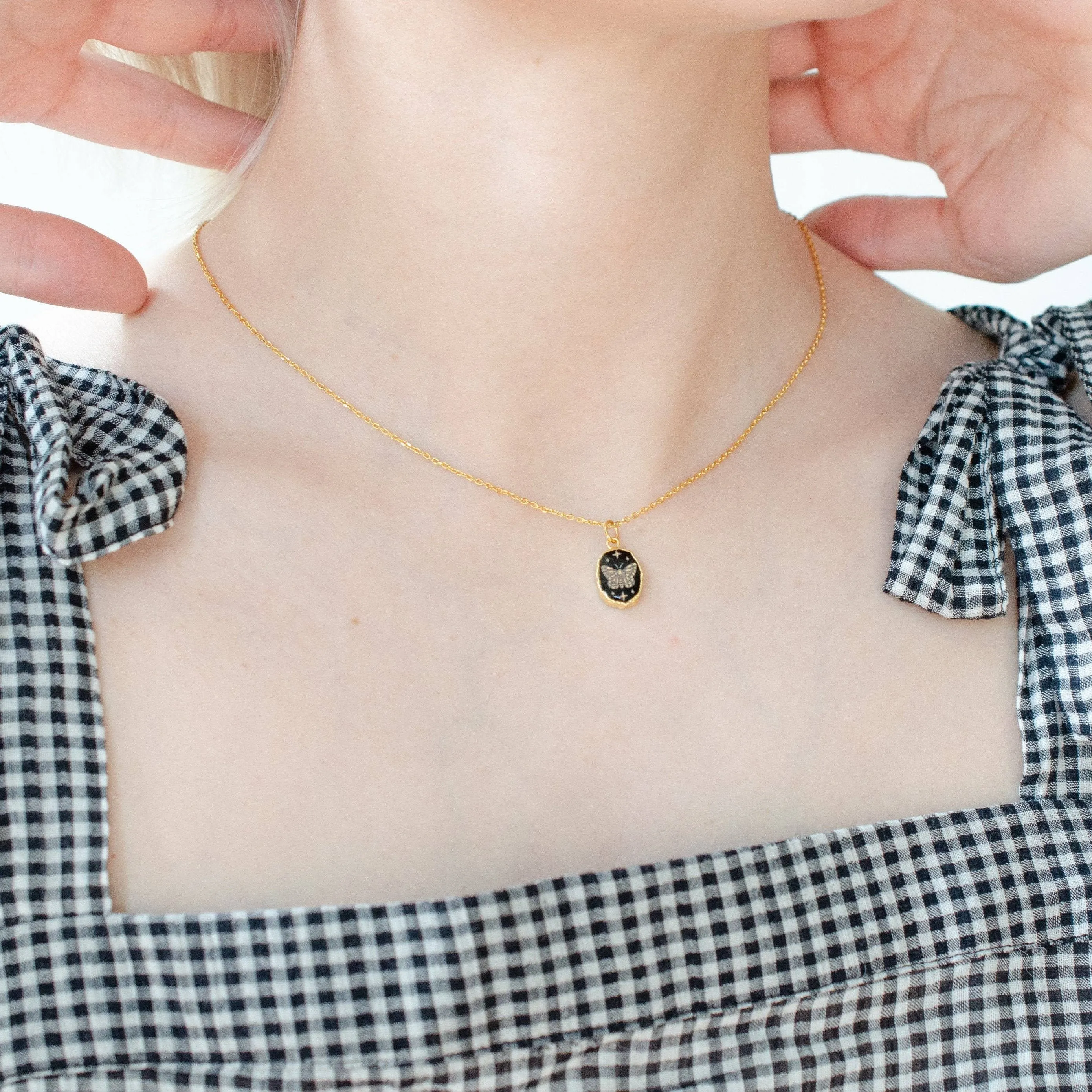 Onyx Butterfly Gemstone Symbol Necklace by Jill Makes
