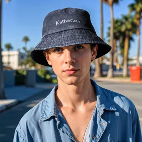 Personalised Denim Bucket Hat Custom Name Embroidery Design Gift for Friends