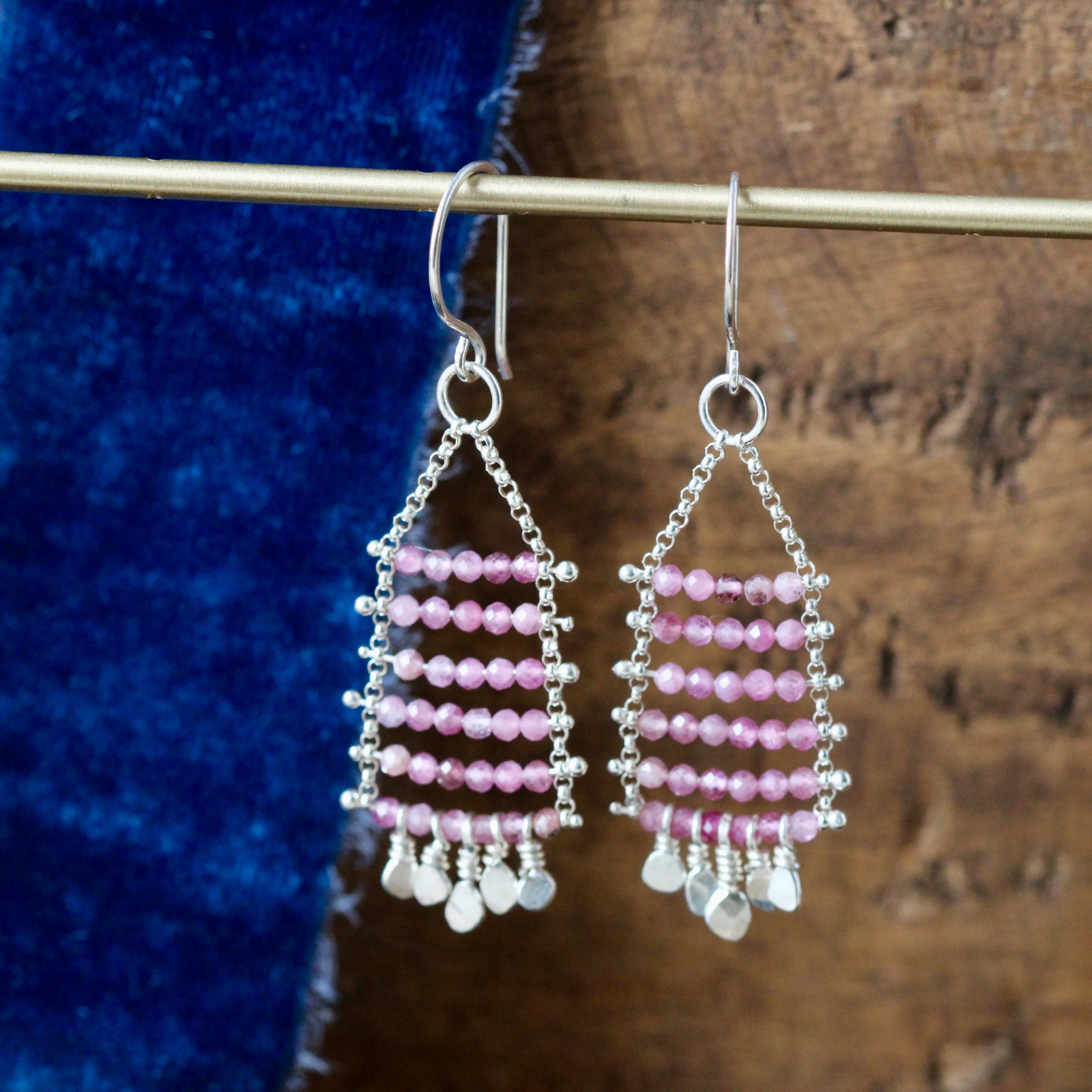 Pink Tourmaline Gemstone dangle earrings