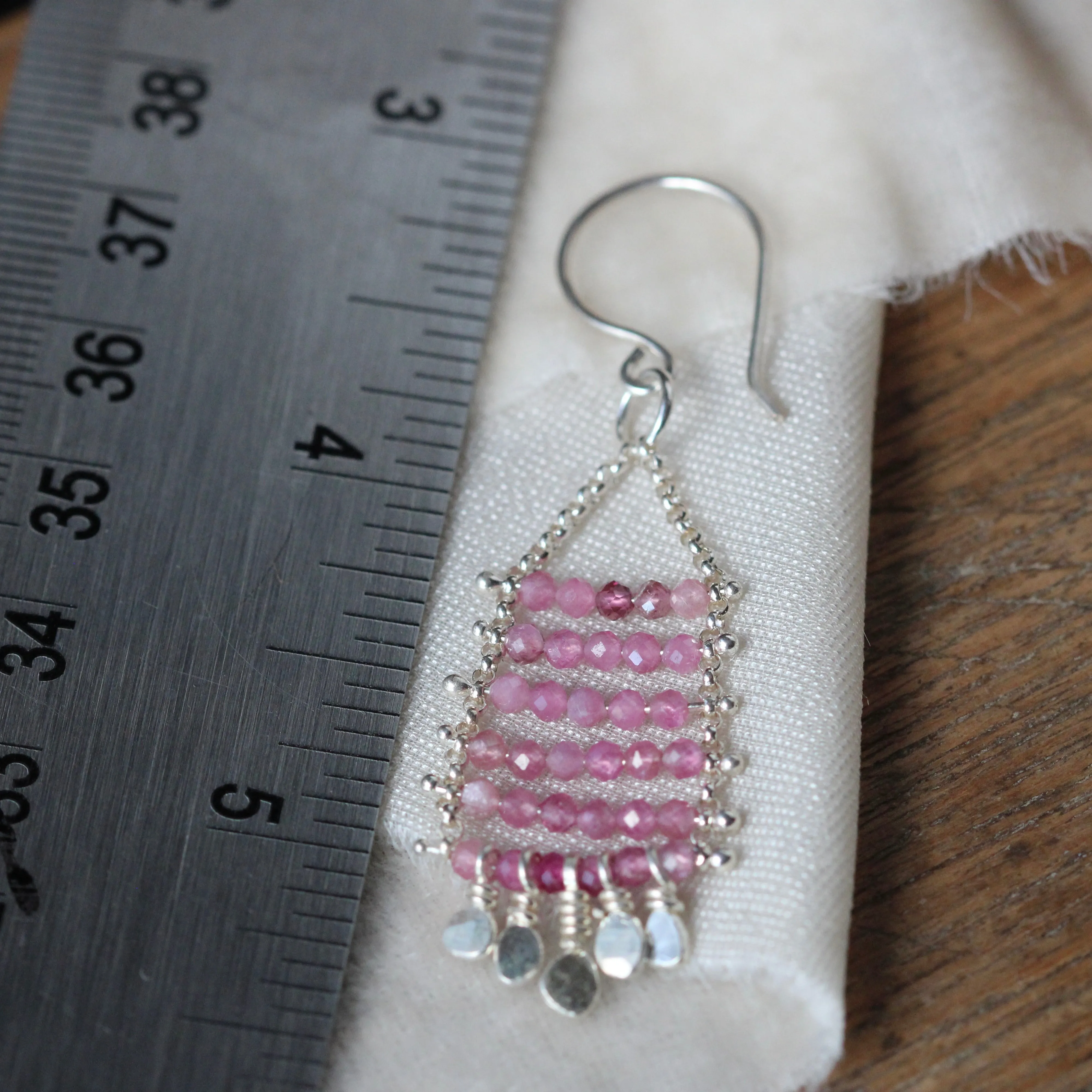 Pink Tourmaline Gemstone dangle earrings
