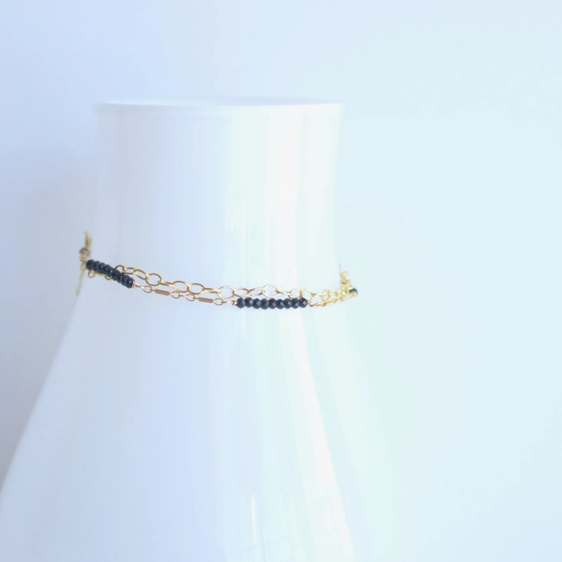 Piper - Black Spinel, 14k Gold Filled Bracelet
