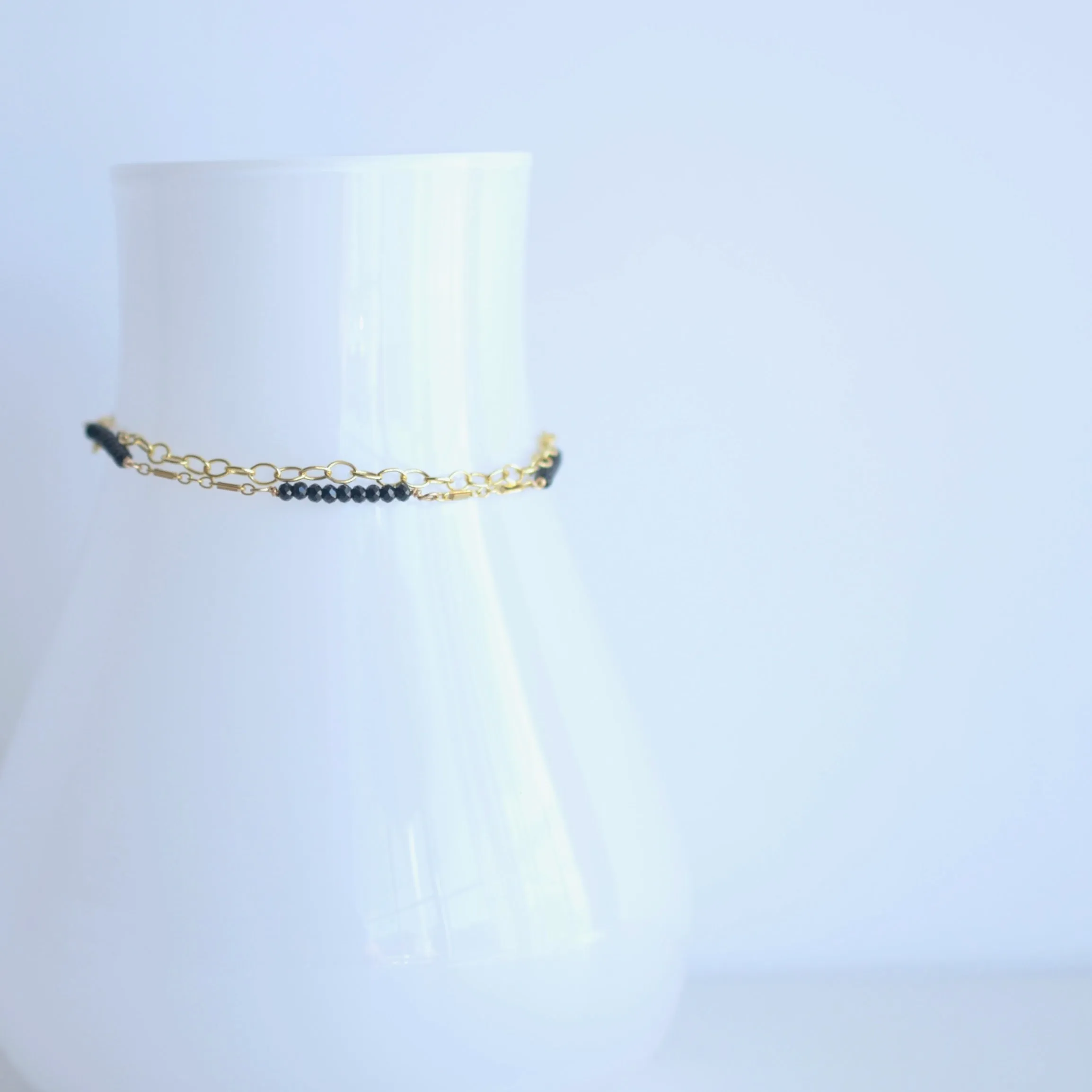 Piper - Black Spinel, 14k Gold Filled Bracelet