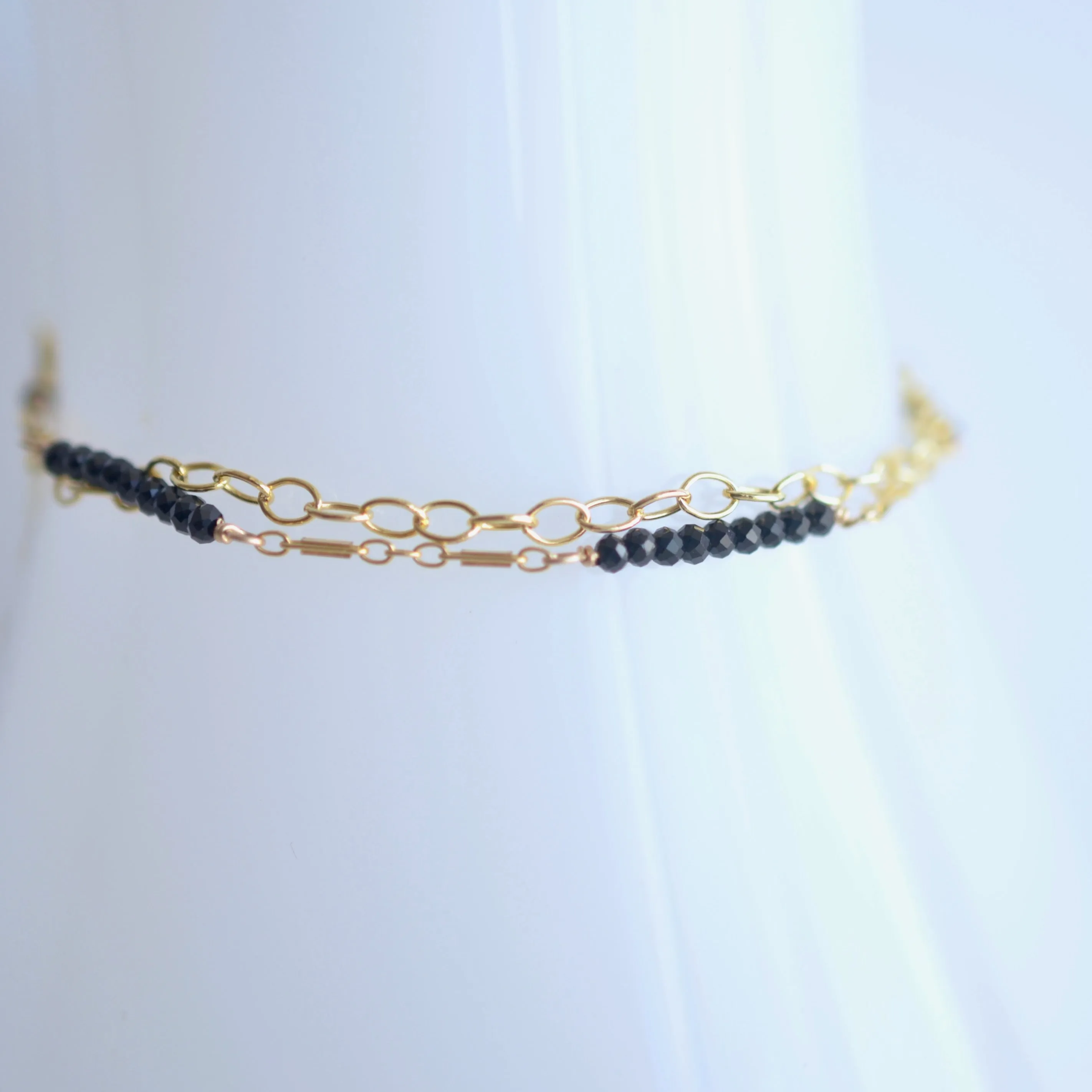 Piper - Black Spinel, 14k Gold Filled Bracelet