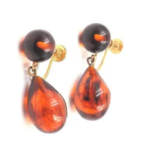 Polished Amber Screw Back Earrings