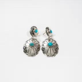 Polished Sterling Silver Concho Dangle Earrings