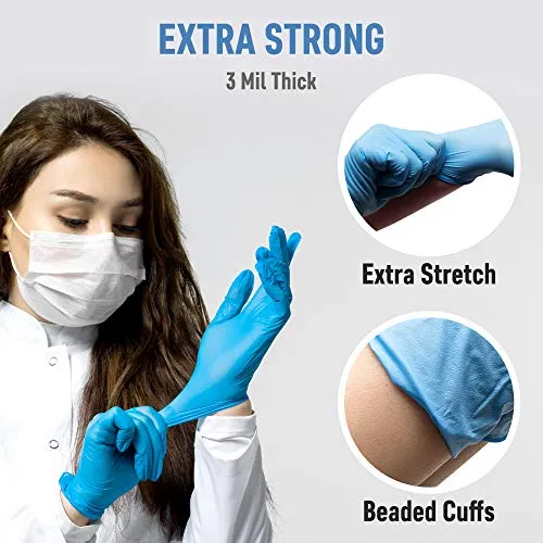 Powder Free Disposable Nitrile Gloves Medium -100 Pack, Blue -Medical Exam Glove