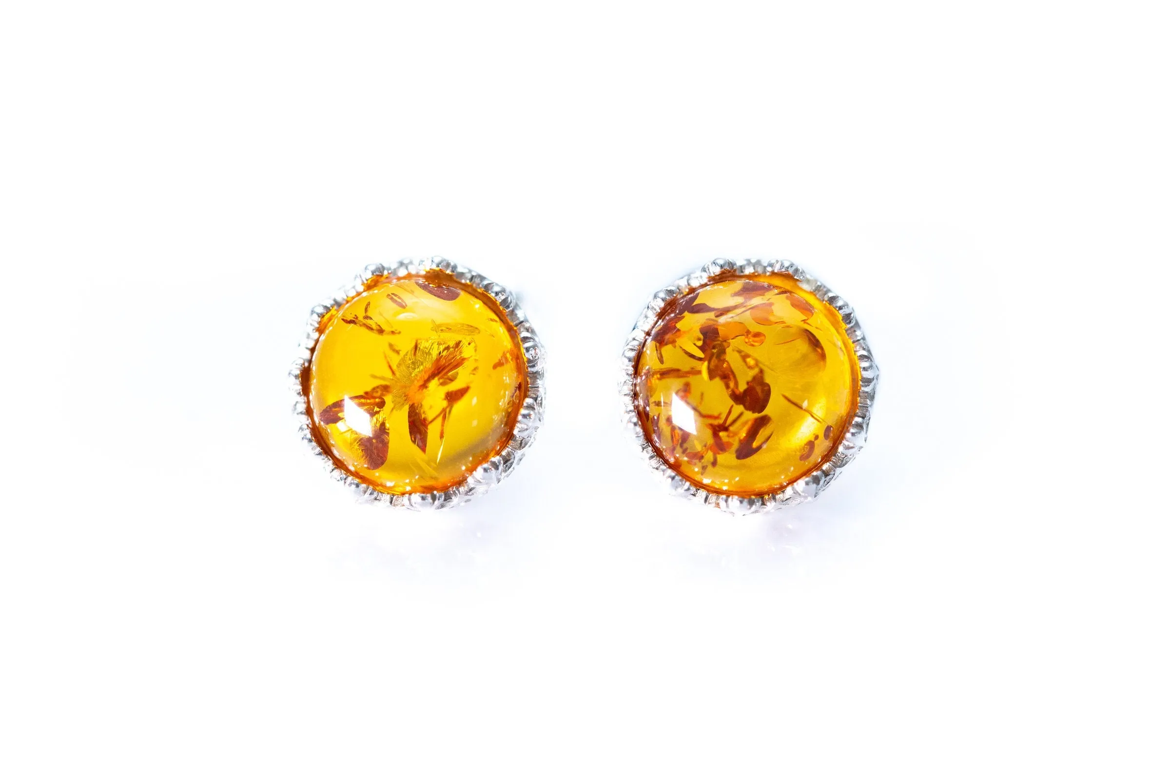 Princess Crown Amber Stud Earrings