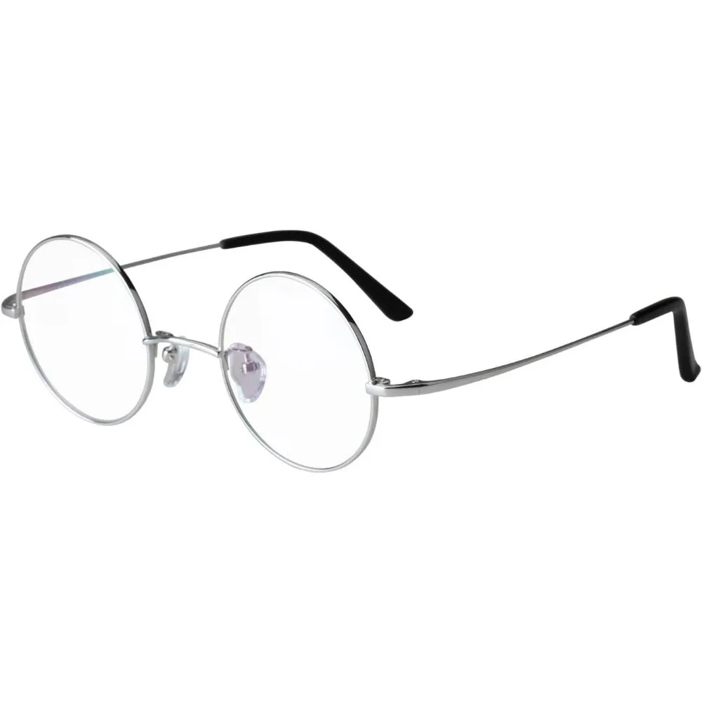 Pure Titanium 44mm Retro Round Eyeglasses A8786