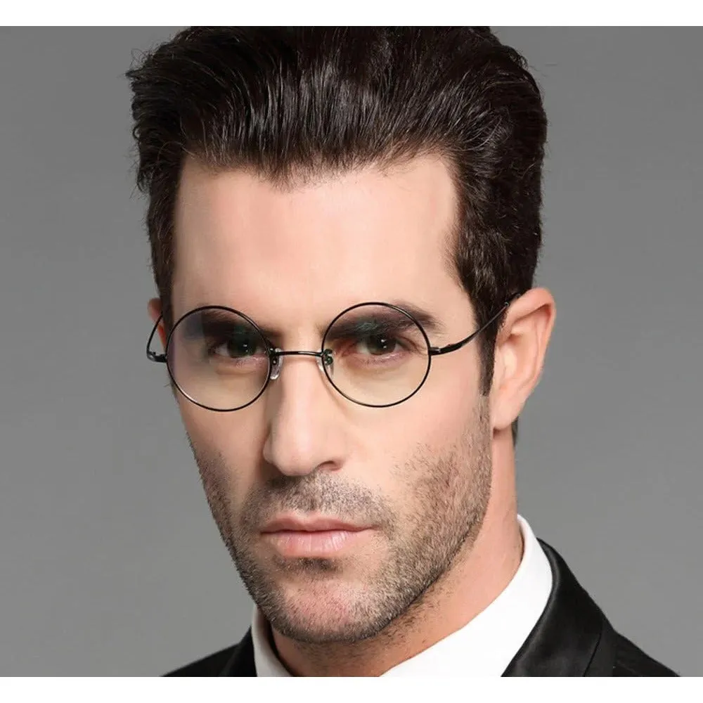 Pure Titanium 44mm Retro Round Eyeglasses A8786