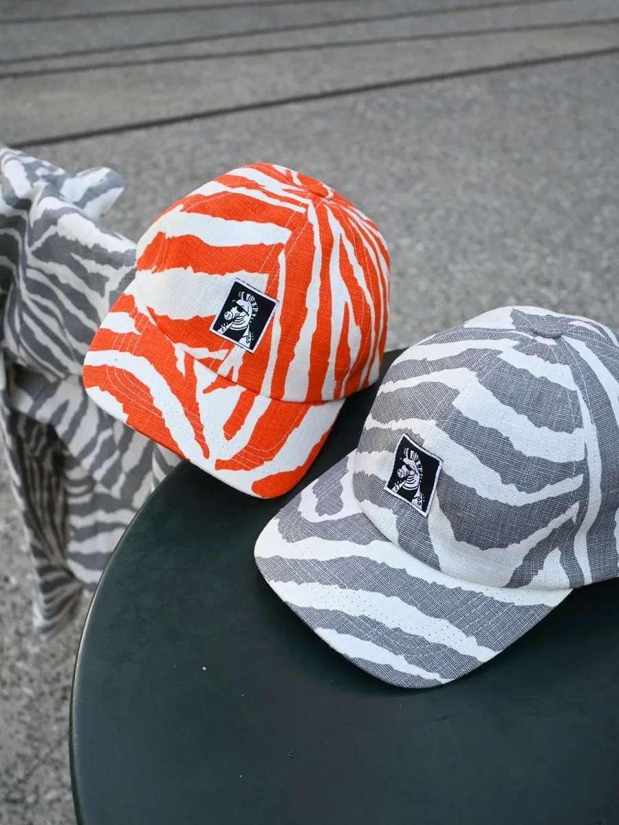 "Zebra Without a Cause" Linen Cap - Orange Stripe