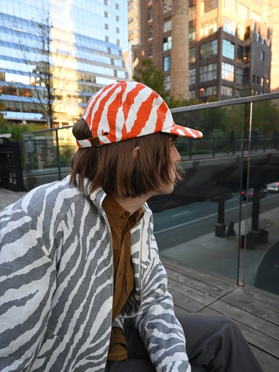 "Zebra Without a Cause" Linen Cap - Orange Stripe