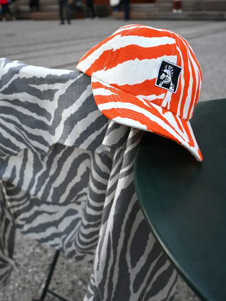 "Zebra Without a Cause" Linen Cap - Orange Stripe