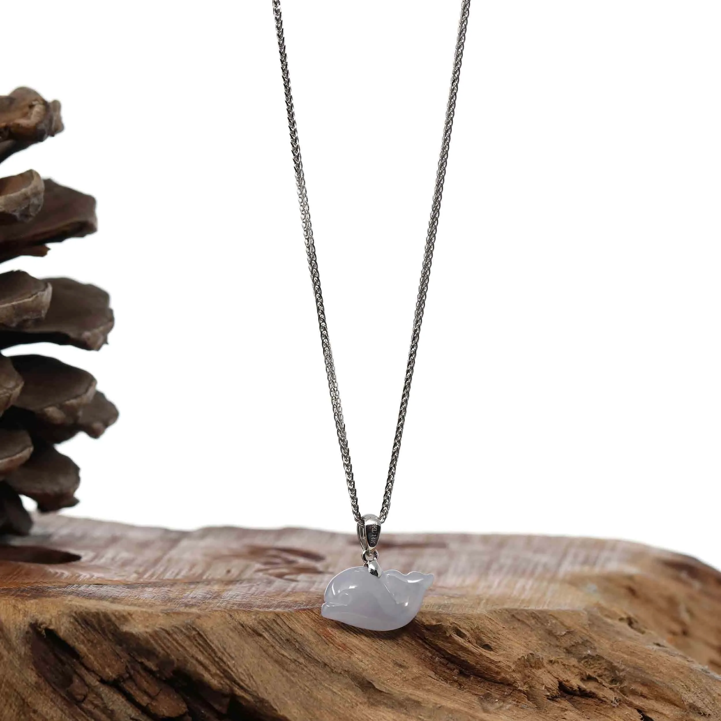 RealJade® Co. " Dolphin " Carving Pendant Necklace Natural Ice Jadeite Jade