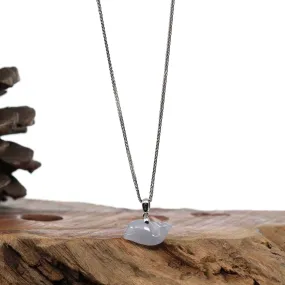RealJade® Co. " Dolphin " Carving Pendant Necklace Natural Ice Jadeite Jade