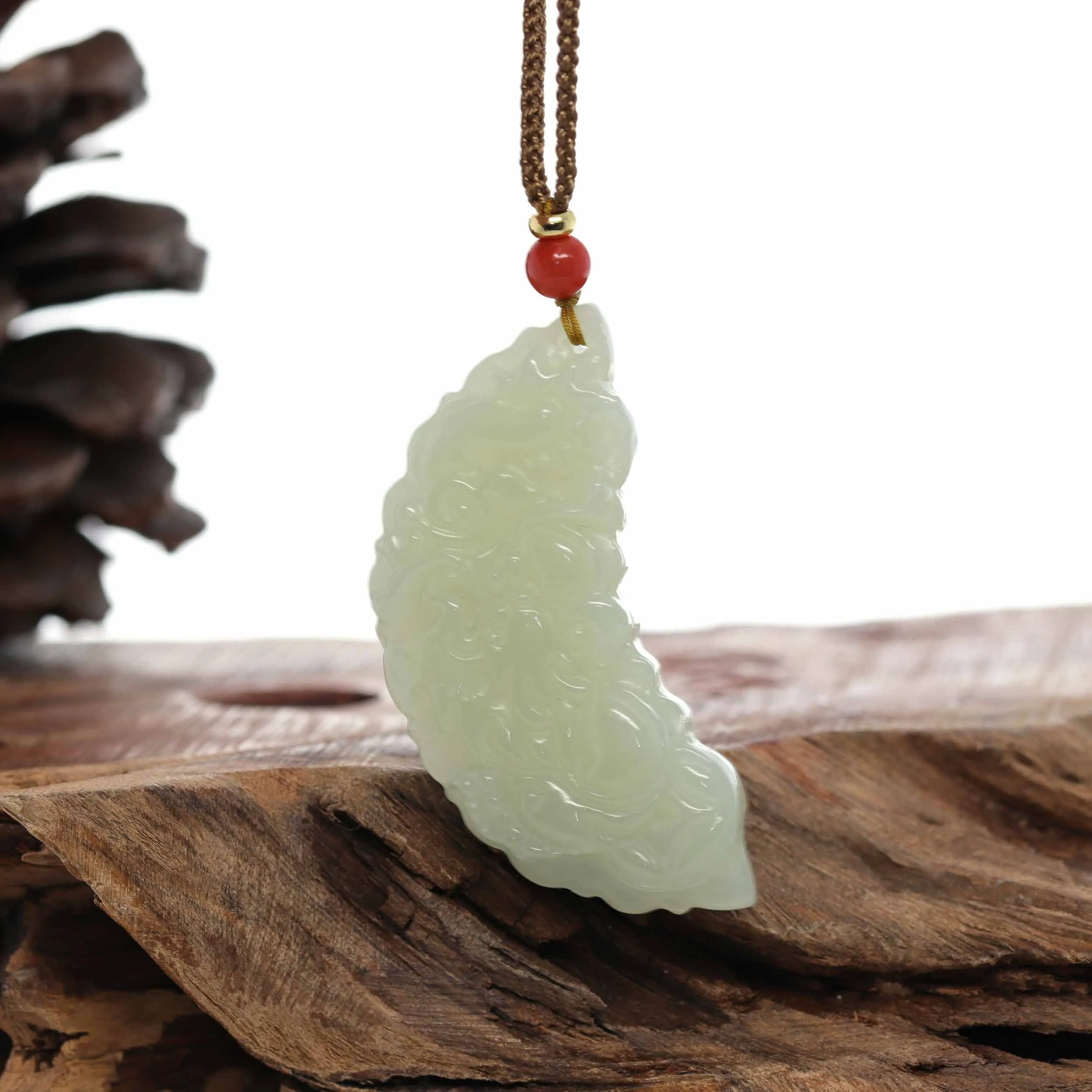 RealJade® Co. "Dragon & Phoenix" Genuine HeTian White Nephrite Jade Pendant Necklace
