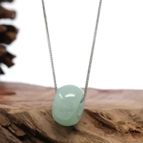 RealJade® Co. "Good Luck Button" Necklace Light Green Jadeite Jade Lucky Tong Tong Necklace