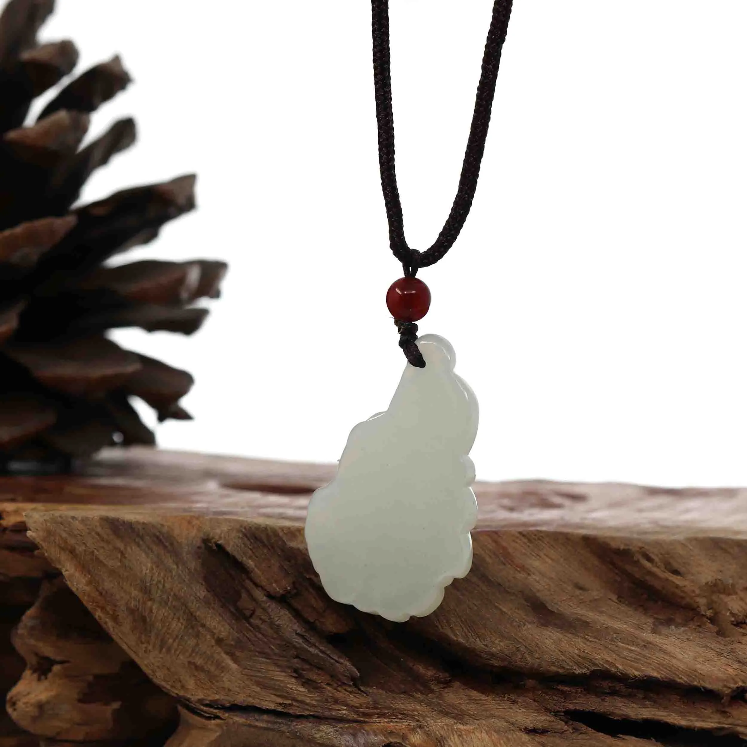 RealJade® Genuine White Nephrite Jade BaiCai (Lucky Cabbage) Pendant Necklace