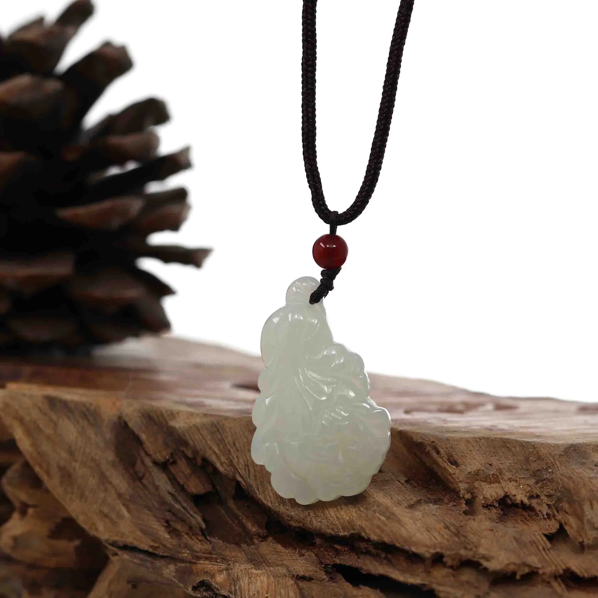 RealJade® Genuine White Nephrite Jade BaiCai (Lucky Cabbage) Pendant Necklace