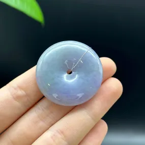 RealJade® "Good Luck Button" Necklace Purple-Green Jadeite Jade Lucky Ping An Kou Pendant