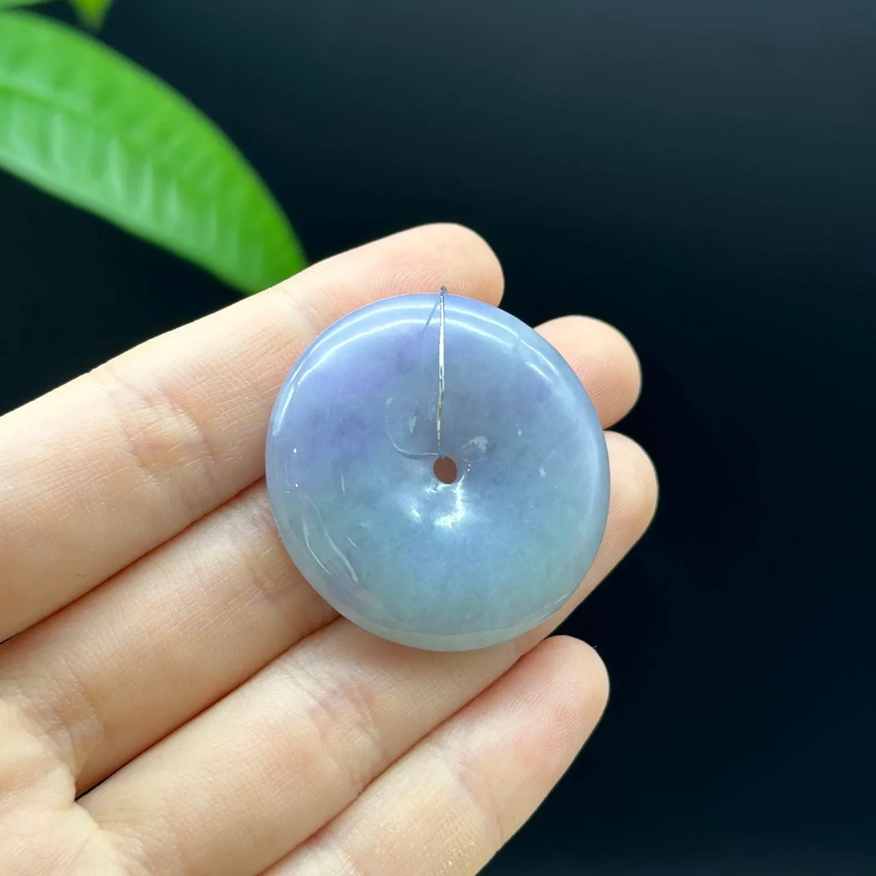 RealJade® "Good Luck Button" Necklace Purple-Green Jadeite Jade Lucky Ping An Kou Pendant