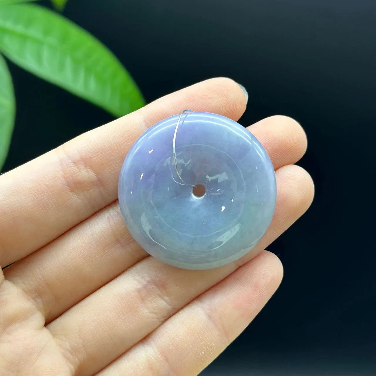RealJade® "Good Luck Button" Necklace Purple-Green Jadeite Jade Lucky Ping An Kou Pendant