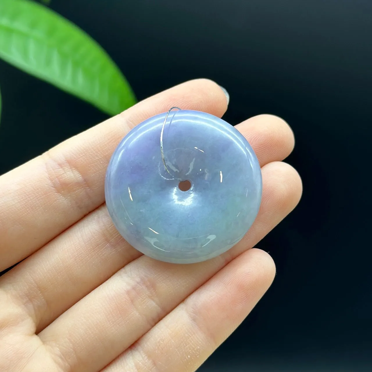 RealJade® "Good Luck Button" Necklace Purple-Green Jadeite Jade Lucky Ping An Kou Pendant