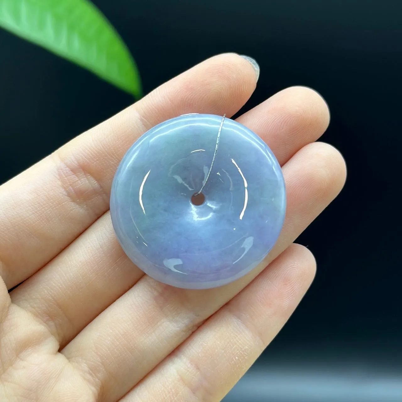 RealJade® "Good Luck Button" Necklace Purple-Green Jadeite Jade Lucky Ping An Kou Pendant