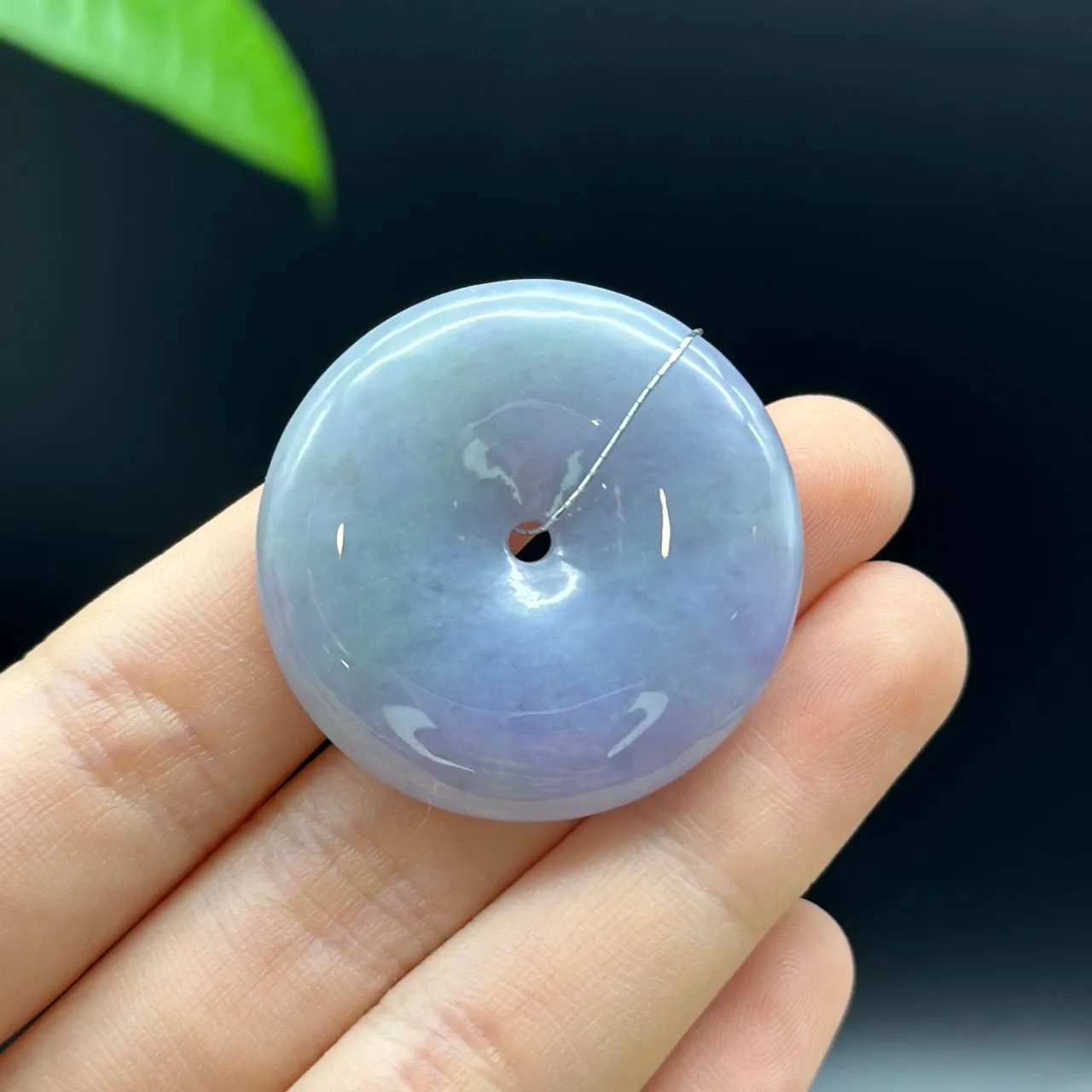 RealJade® "Good Luck Button" Necklace Purple-Green Jadeite Jade Lucky Ping An Kou Pendant