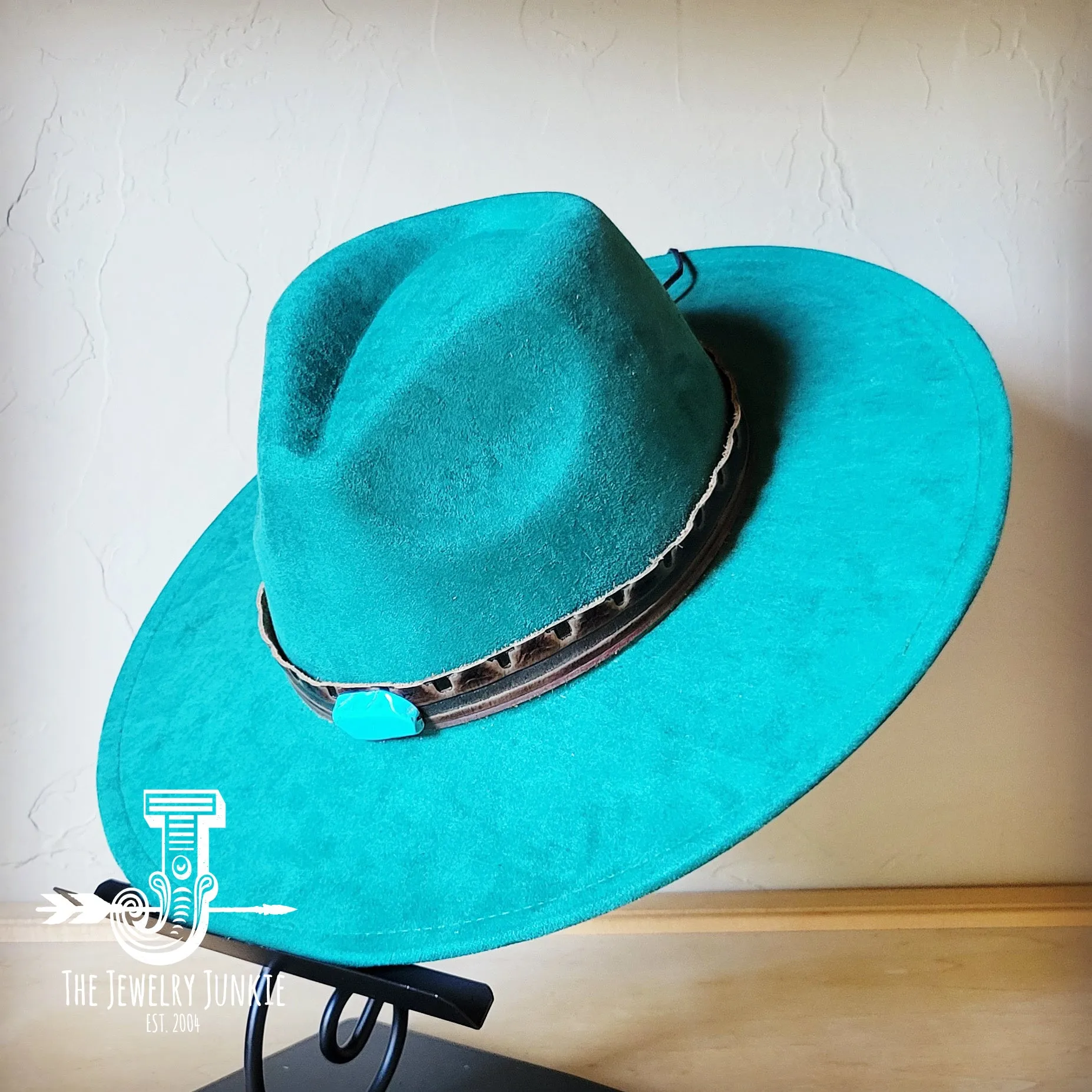 Red Brown Navajo Turq Slab Leather Hat Band   Choice of Hat 986h